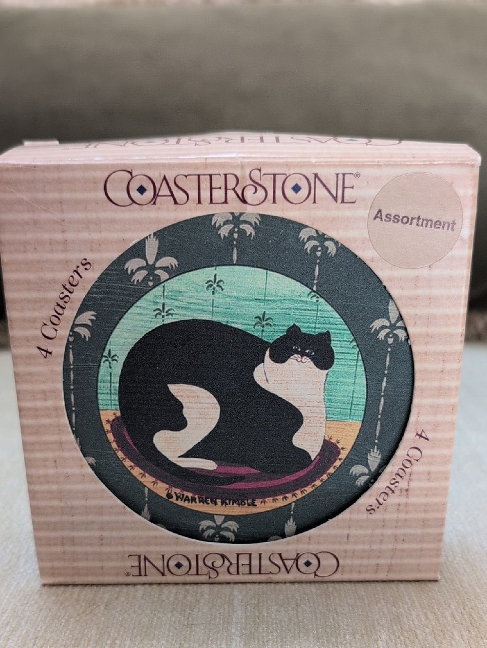 Vintage CoasterStone Warren Kimble Fat Cats Coasters Set of 4